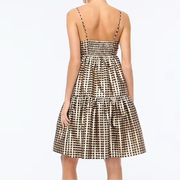 Perfect like new J.Crew Lurex Gingham Tired Mini Dress Size 10 - Picture 2 of 9